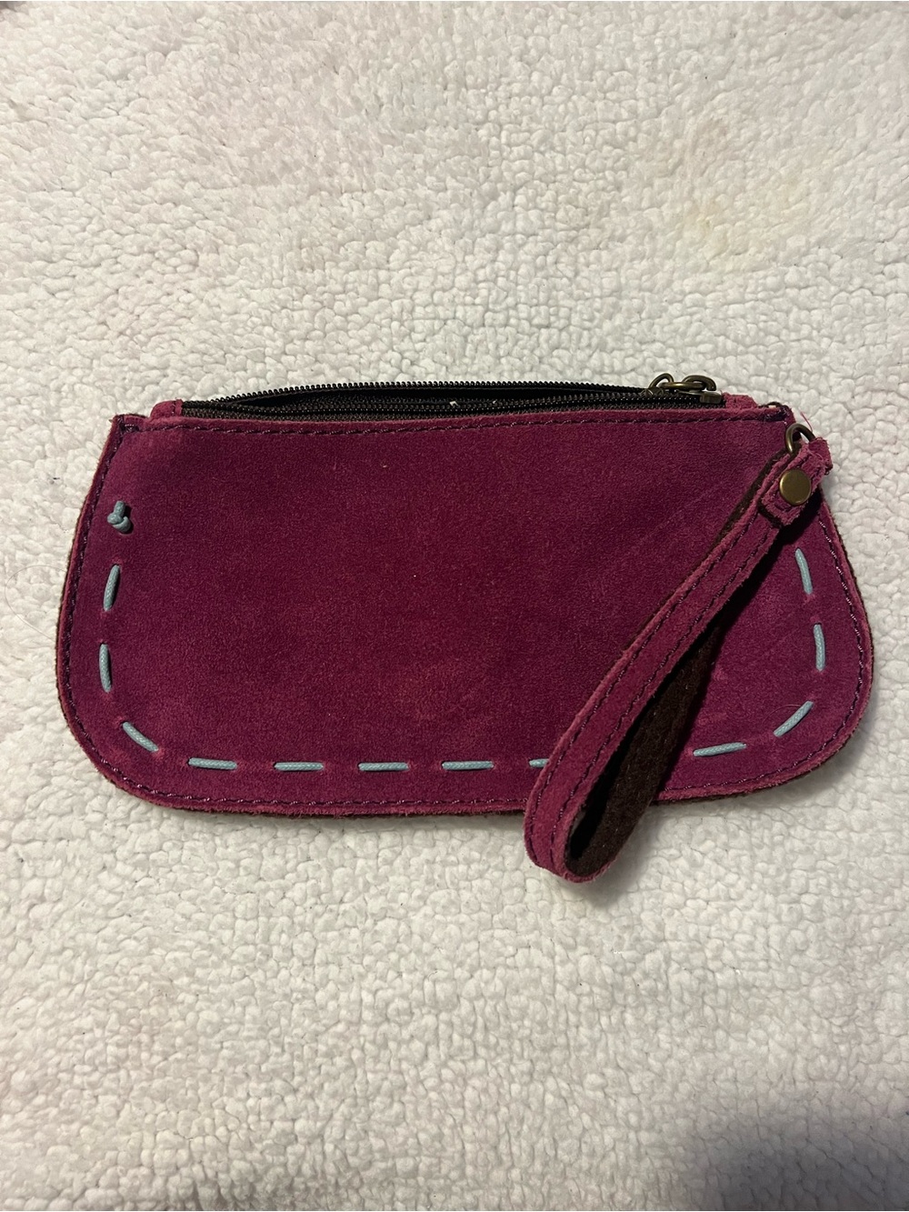 Lucky Brand Suede Wristlet in Berry Plum
